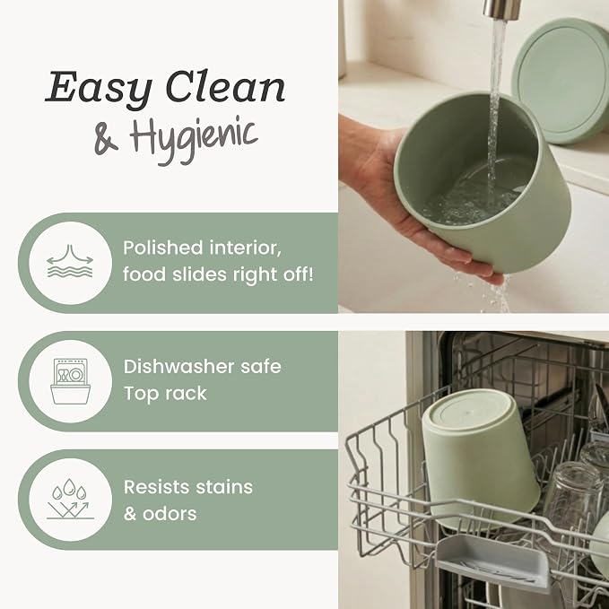 StarPack Freeze The Day Homemade Ice Cream Containers (2-Pack, 1 Quart) - Airtight Silicone Lids, BPA-Free Reusable Freezer Tubs with Dry Erase Pen and Labels - Stackable, Sage Green and Pink