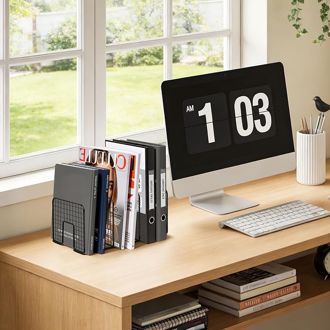 Vinyl Record Holder Storage, 3 Slot Metal Magazine Book Album Display Rack, Stylish Desktop File Tabletop Magazine Holder Rack, Record Storage, Album Storage Rack for LP Records/Magazines/Music Lovers