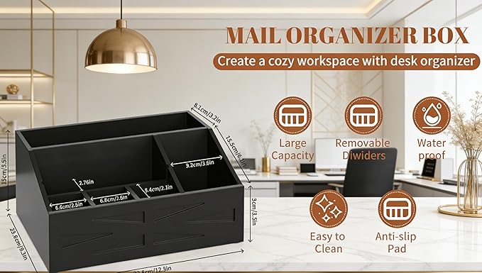 Large Mail Organizer Countertop,Farmhouse Desk and Kitchen Countertop Storage, Letter Sorter, Desk Mail and Bill Organizer, Desktop File and Paper Holder