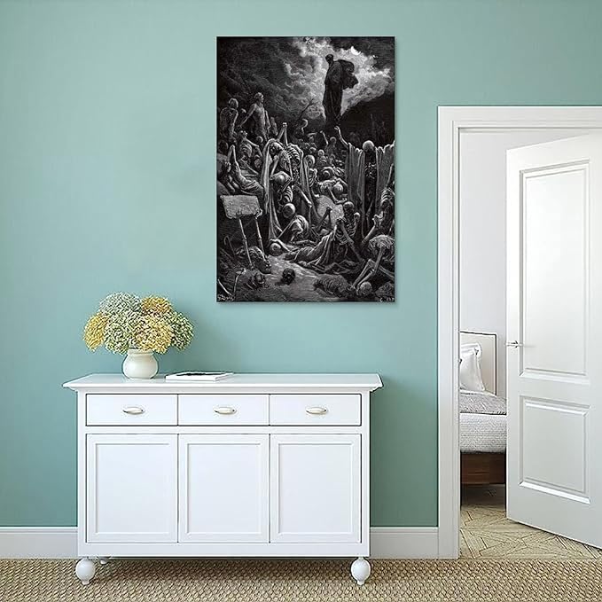 Gustave Dore The Vision Of The Valley Of Dry Bones Prints Wall Art Paintings Poster Wall Art Gifts Bedroom Prints Home Decor Hanging Picture Canvas Paintings 08x12inch(20x30cm)