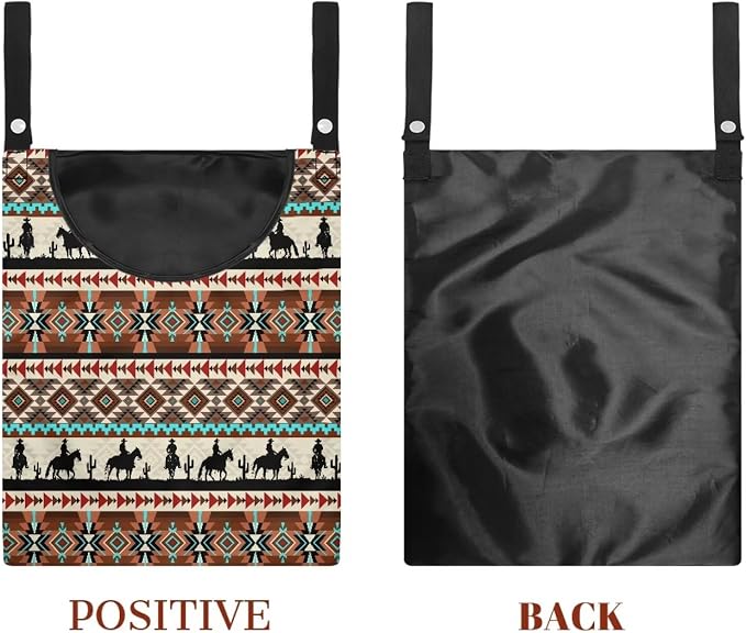 Aztec Tribal Print Clothespin Organizer Bag Hanging Laundry Bag Portable Clothespin Storage with Hanger Hook 2 Ropes for Hanging and Effortlessly Sliding on Clothesline
