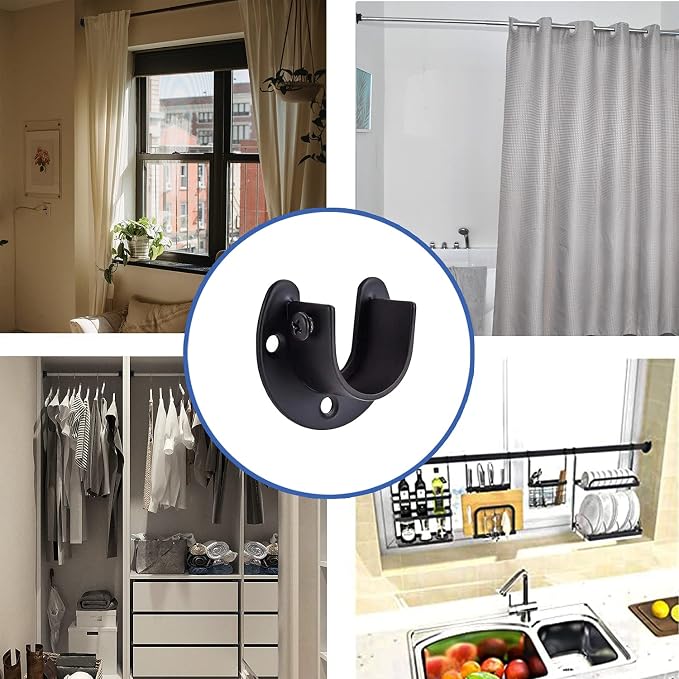 Rise age 1-1/2 Inch Closet Rod Brackets, Closet Rod Holders with Screws | Heavy Duty, Stainless Steel, Easy Installation, Pole Holder, Rod Support Bracket, Curtain Rod Holders