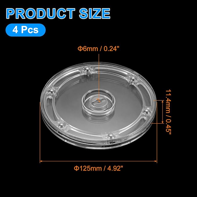 uxcell 4Pcs Acrylic Lazy Susan Turntable, 5 Inch Clear Turntable Organizer Ball Bearing 360 Degree Rotating Tray for Spice Rack Table Cake Kitchen Pantry Decorating Bathrooms