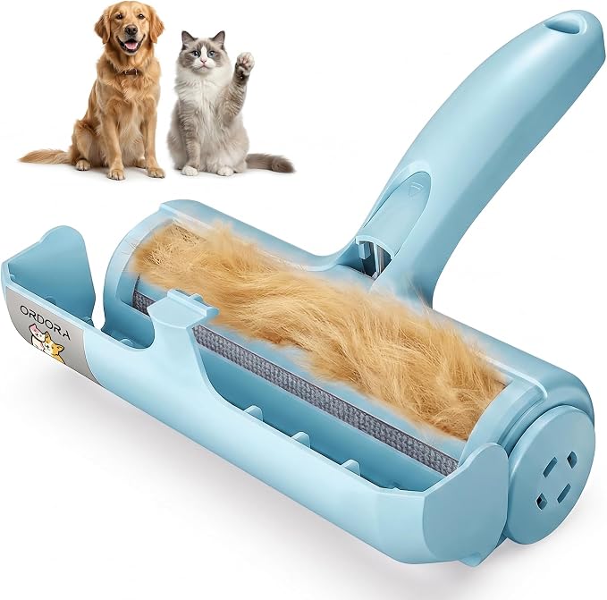 ORDORA Pet Hair Remover Roller, Reusable Lint Roller for Dog and Cat Hair | Portable Pet Hair Roller with Large Fur Bin for Couches, Bedding, Car, Rugs & Furniture, No Refills or Batteries, Pet Homes