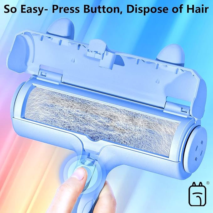ACE2ACE Pet Hair Remover, Reusable Lint Roller for Cat and Dog Hair, Blue | Self Clean Cat Hair Remover with Dust Bin, Dog Hair Remover for Couch, Furniture, Carpet, Sofa and Bedding