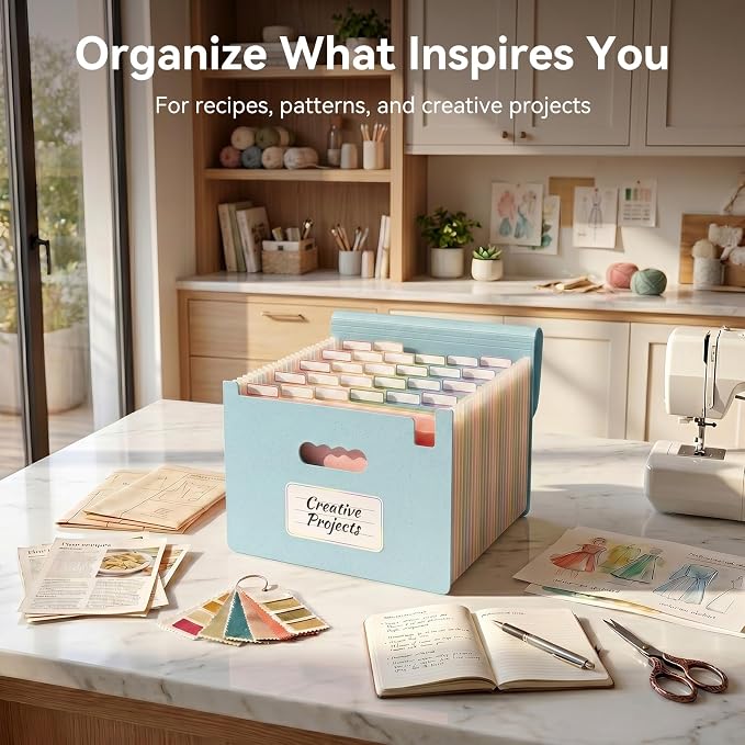 ThinkTex Accordion File Organizer, 26 Pockets File Folders, Mint Cream | Monthly Bill Receipt Documents Organizer, A-Z Colorful Tabs, Letter/A4 Size for Classroom Office Organization Home Hospital