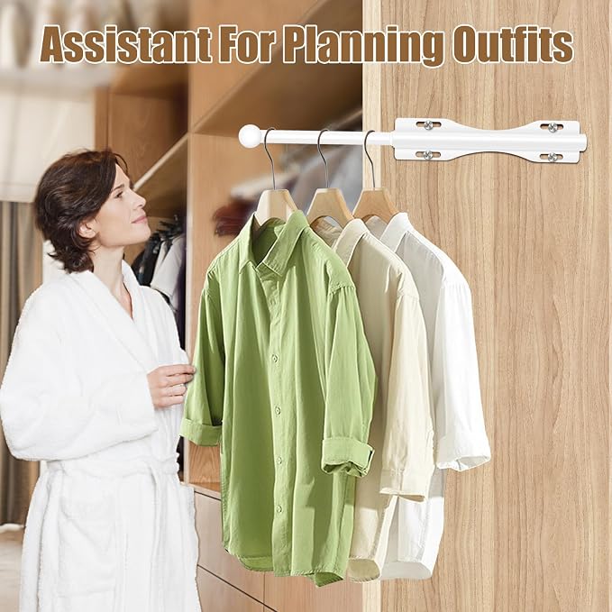 13" Valet Rod For Closet Pull Out Adjustable For Closet,2 Pack White | 13" pull-out valet rod provides convenient hanging space for clothes in closets, bedrooms and laundry rooms.