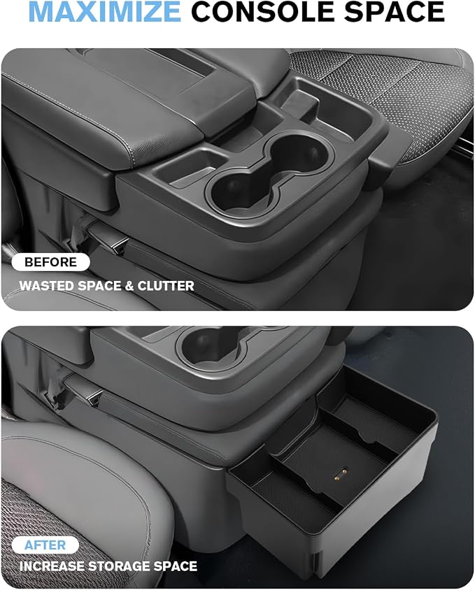 For Double Layer Center Console Hanging Organizer Box Compatible with 2019-2026 Silverado/Sierra 1500& 2020-2026 Silverado/Sierra 2500HD/3500HD Accessories(Split-Bench Folding Seat Only)
