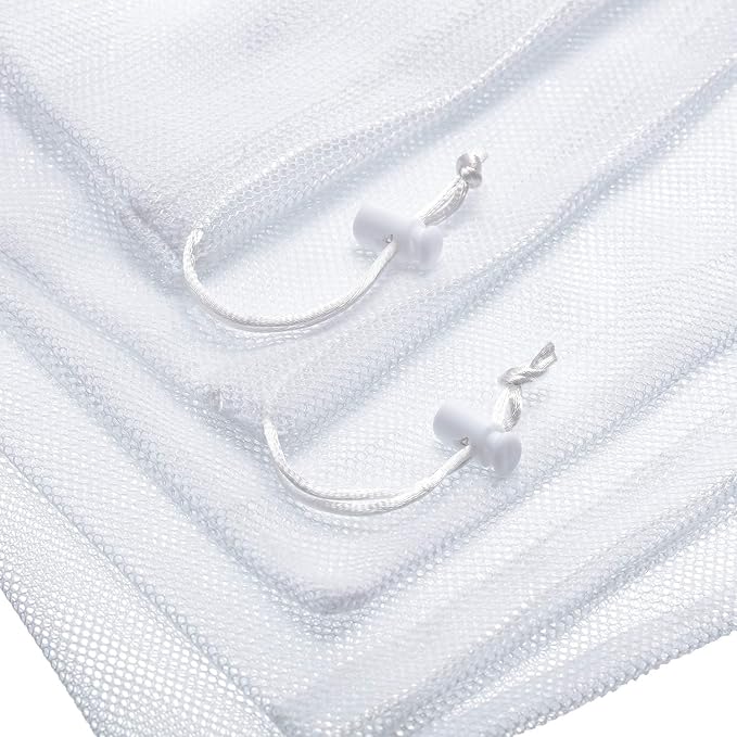 Frienda 6 Pieces Mesh Stuff Sack, 11 x 15 Inch Durable Nylon Drawstring Laundry Bag for Rinsing Beach Toys, Seashell Collecting, Mesh Bags for Travel(White)