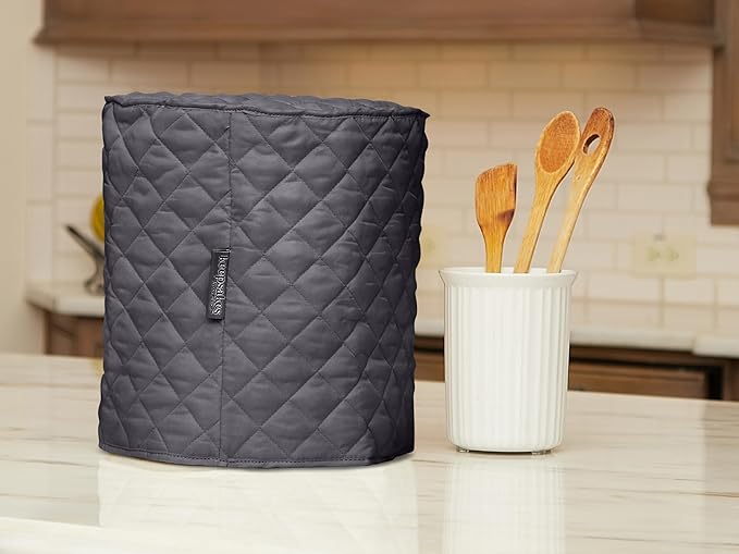 Covermates Keepsakes Oval Appliance Cover – Quilted Kitchen Appliance Cover for Countertop Storage – Dust Protection – Stain Resistant – Washable – Slip-On Appliance Design, Slate