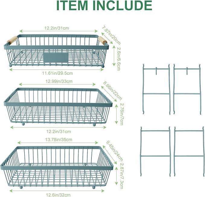 3 Tier Fruit Basket with 2 Banana Hangers, Mesh Basket Fruits Stand Produce Holder Organizer for Onion Potato Bread Snack Veggie Blue