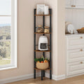 Tajsoon Tall Corner Book Shelf 4 Tier 48" Multipurpose Corner Standing Shelf with Metal Frame, Bedroom, Living Room, Office, Kitchen, Rustic Brown