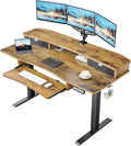 HUANUO 55" x 26" Electric Standing Desk with 2 Drawers & 26.7" Large Keyboard Tray, C-Clamp Mount Compatible, Adjustable Computer Desk for Home Office, Stand Up Desk with 4 Height Presets, Vintage