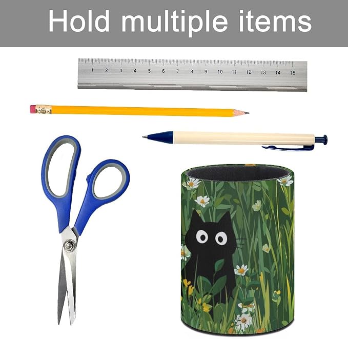 Cute Cat Pen Holder Pencil Cup for Desk Organizer | Cute Makeup Brush Holder PU Multifunctional Office Suppliesfor Decor Home Classroom School