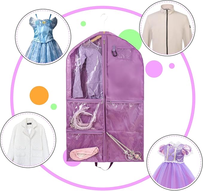 Garment Bag for Dance Costumes,40 inch Dance Garment Bags for Dancers Hanging Clothes Travel Storage,Kids Dance Recital Bags for Competition,Dance Recital Gifts for Girls,Zipper Pockets