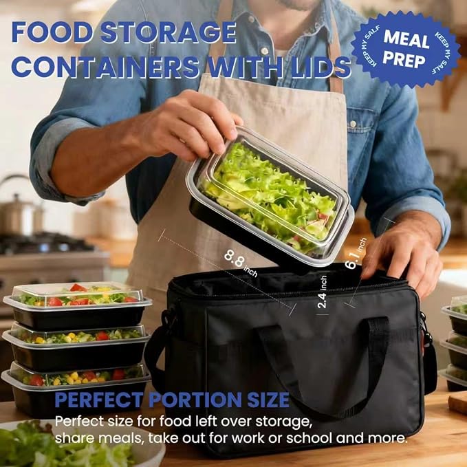 15 Pack 32oz Meal Prep Containers Reusable BPA-Free, Disposable Food Storage Take Out Containers with Lids, Leakproof Plastic To Go Food Containers, Microwave Freezer Dishwasher Safe