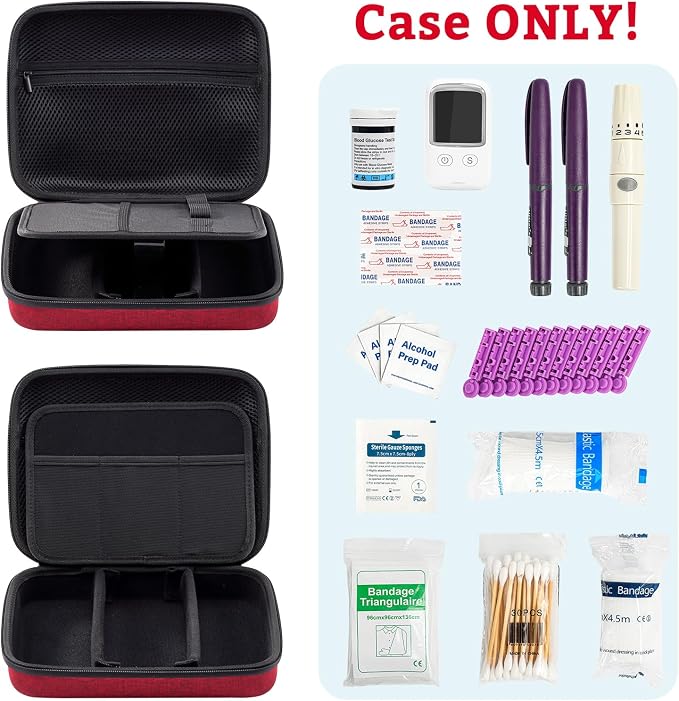 ProCase Diabetes Travel Case for Diabetic Supplies -Wine | Hard Storage Bag for Glucose Meter, Insulin Pen, Test Strips, Syringes, Needles & More; Organizer for Diabetic Care Kits