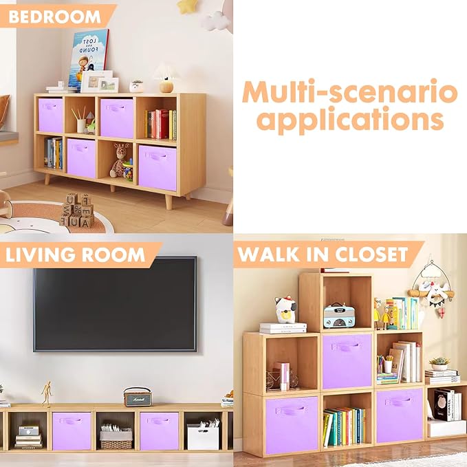 ShellKingdom Storage Bins, Foldable Fabric Storage Cube And Cloth Organizer | Storage Drawer For Closet And Toys, 13 X 13 X 13 INCH, 2 Pack (Lavender)