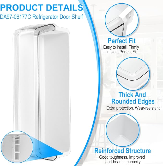 UPGRADED DA97-06177C Refrigerator Door Shelf Bin Compatible with Samsung Refrigerator Door Shelf Replacement RS22HDHPNSR RSG257AABP RSG257AARS Door Shelf DA97-06177B DA63-04205 Door Shelf Bin