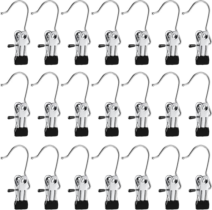 Hotop 48 Pieces Boot Hanger Clips for Closet, Laundry Hanging Hooks Heavy Duty Clips Boot Holder Portable Single Hooks Space Saving for Pants Jeans Clothes Hats Tall Towels (Silver)