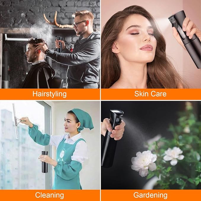 6.8OZ Continuous Spray Bottle - Hair Ultra Fine Mist Spray Bottles, Refillable Empty Water Sprayer, Leak Proof Portable Small Spray Bottle for Hairstyling, Skincare, Plants, Cleaning, Pets, Travel
