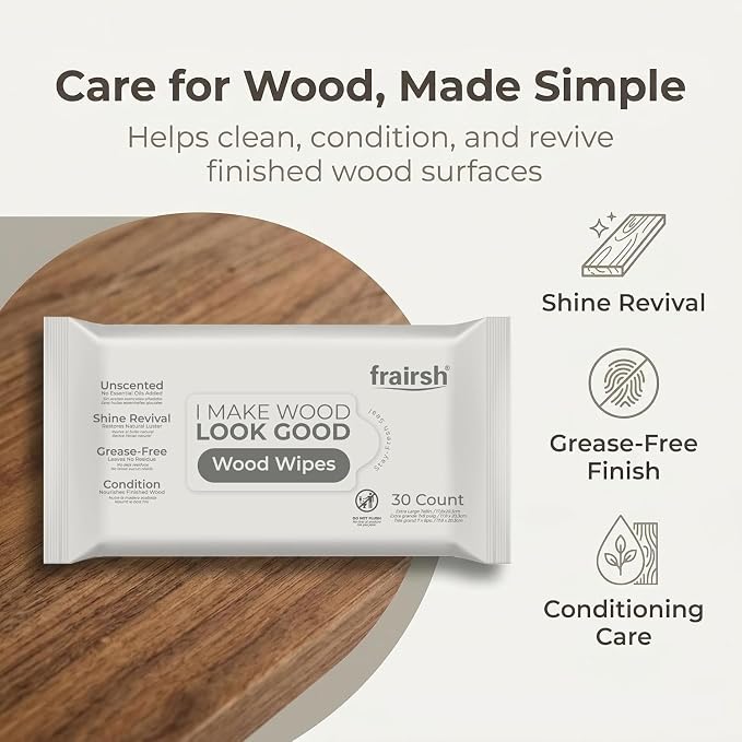 Wood Cleaning Wipes 90 Ct, Clean, Polish & Condition | Restore & Protect Shiny Surface, Wet Cleaner Wipes for Wooden Furniture, Kitchen Cabinets, Doors, Desks, Tables & Carved Wood