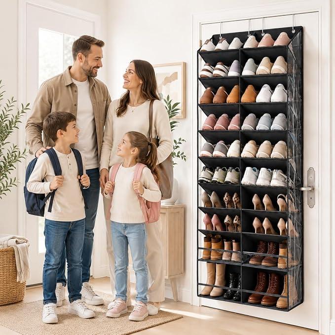 HOMELUX THEORY 10 Tier Hanging Shoe Organizer for Closet, Over the Door Shoe Organizer with Deep Pocket, Shoe Rack for Closet & Entryway, Large Capacity Storage for Boots, Sneakers & Shoes (Dark Gray)