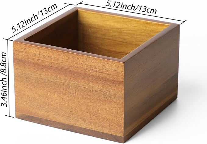 LBEMEY Remote Control Holder Caddy,Farmhouse Acacia Wood TV Remote Holder, Vintage Desk Caddy, Remote Organizer for Table (Brown for 3+ Remote Controls)