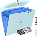 Sooez Expanding File Folder, 13 Pocket Accordion File Organizer, Monthly Expandable File Folder for Documents with Labels, Portable Bill Receipt Organizer for School Office Supplies, Letter A4 Size