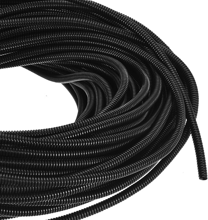 DMiotech 200ft Wire Loom Split Tubing 1/4 Inch(6.5 Mm) ID, Cord Protectors from Pet Flexible Conduit Cable Management for Office, Home, Garden, Black