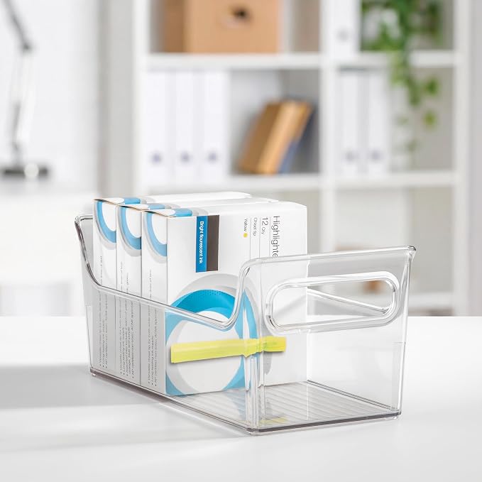 iDesign Plastic Condiment Organizer with Handles, Set of 2, Clear | For Fridge, Made in USA