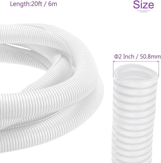 DMiotech 20ft Wire Loom Split Tubing 2 Inch(50.8mm) ID, Cord Protectors from Pet Flexible Conduit Cable Management for Office Home Garden, White