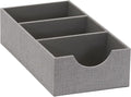 Household Essentials Grey 727-1 Deep 3 Section Drawer Organizer Box for Storage | 12 in x 6.13 in x 3.13