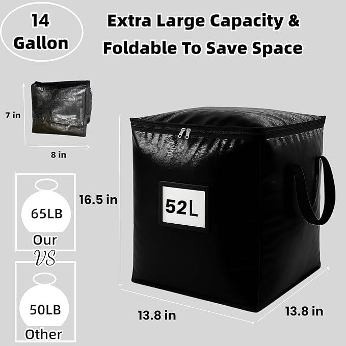 3 Pack 52L Storage Bags for Clothes, Moving Bags Heavy Duty Extra Large with Reinforced Handle, Storage Containers for Organizing Bedding, Blanket, Sheets, Pillows, Toys, Christmas Decorations