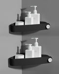 Sotfamily Plastic Shower Caddy Corner (for 90° Only), 2 Pack | Adhesive Corner Shower Shelves for Bathroom Organizers and Storage, Black