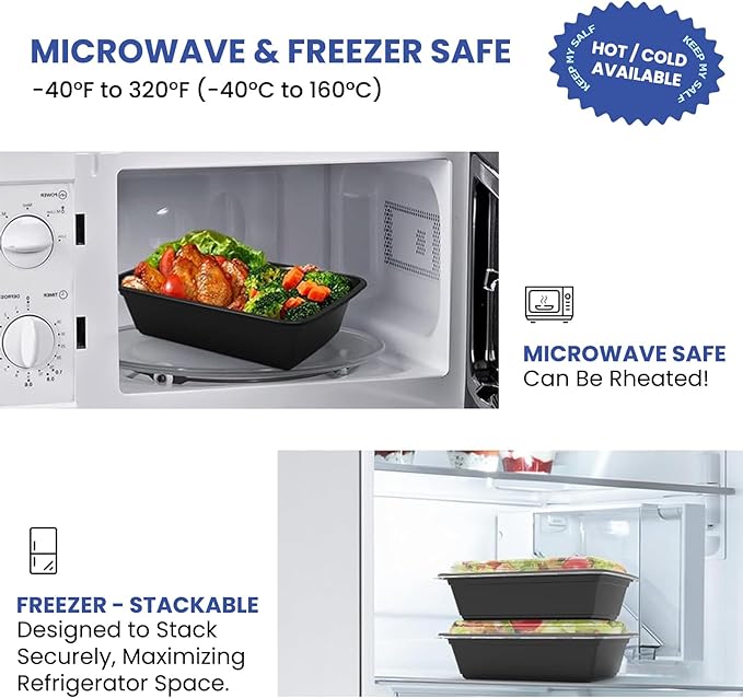 32oz 10 Pack Meal Prep Containers, BPA-Free Microwave Freezer Dishwasher Safe To Go Food Containers, Disposable Food Storage Containers with Lids, Leakproof Food Prep Containers with Lids