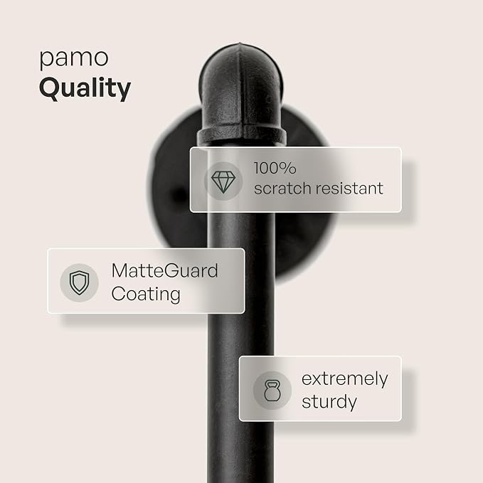pamo Industrial Clothing Rack Wall Mounted Black – 79" W × 87" H, 660 lbs | Metal Pipe Style Wall Mounted Wardrobe - Heavy Duty Open Dressing Room - Bedroom, Entryway or Shop