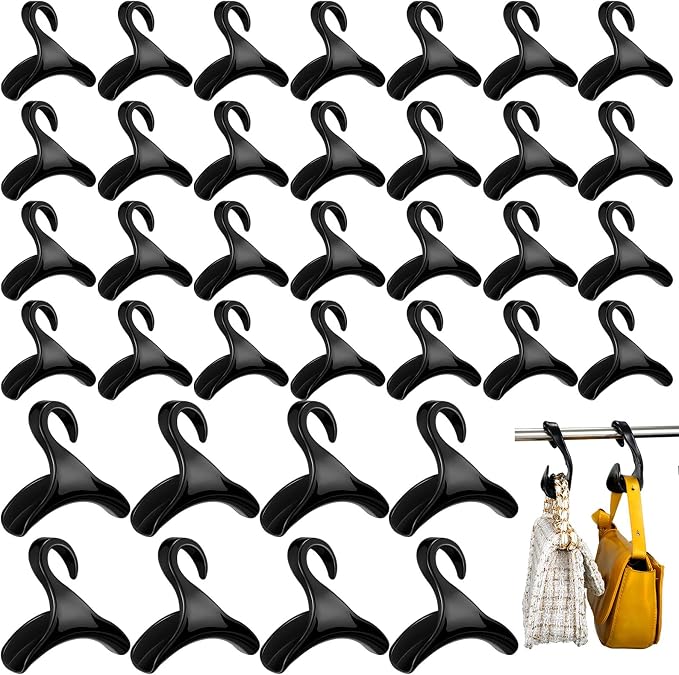 Maitys 36 Pcs Purse Hanger Hook Acrylic Bag Rack Holder for Bag Hanger Handbag Tote Hook Closet Organizer Storage Over The Closet Rod Backpacks Satchels Crossovers Tote (Black)