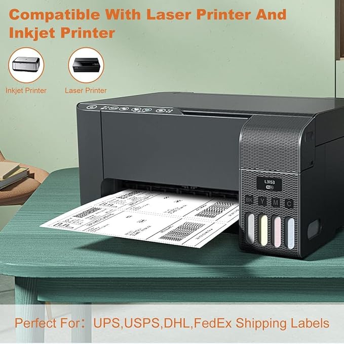 BESTEASY 16000 Half Sheet Self Adhesive Shipping Labels, Laser/Ink Jet White Blank Shipping Labels 8.5" x 5.5" Address Labels (8000 Sheets Total 16000 Labels)