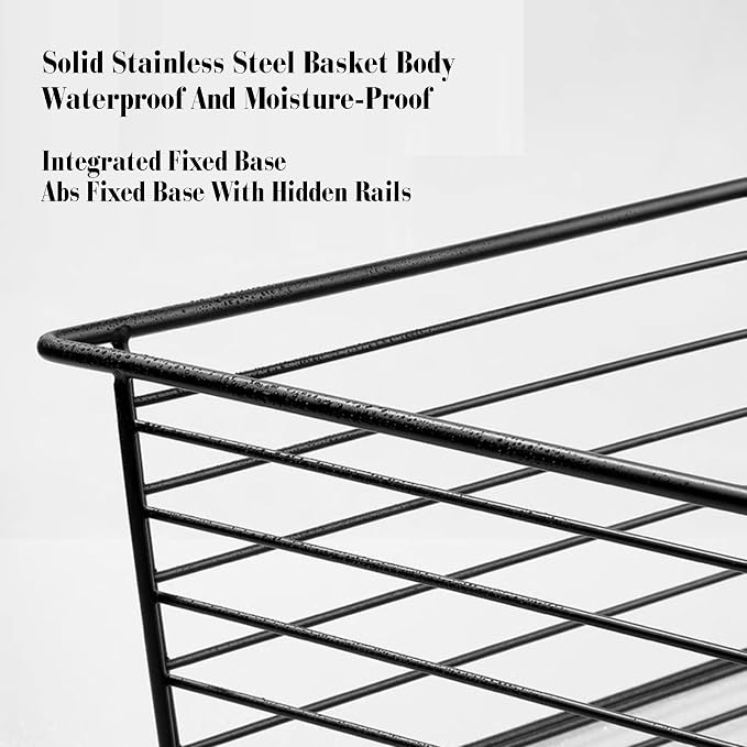 Pull-out Clothes Storage Basket,Stackable Storage Bins with Slide Rails,Stackable Shelf Baskets Organizer,for Wardrobe and Closet Drawer in Bedroom Office(32.28-34.25in)