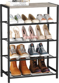 HOMEFORT 5 Tiers Shoe Rack Organizer,23" Shoe Storage Shelf for Closet, Shoe Rack for Entryway, Each Tier Fits 3 Pairs, Shoe Stand with Metal Shelves and MDF Top Board, Washed Gray
