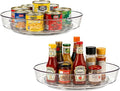 2 Pack Lazy Susan 10 inch Turntable for Spice Organization | Clear BPA-Free Plastic Rotating Organizer for Kitchen Cabinet, Pantry, Countertop, Fridge | 360-Degree Rotating Base