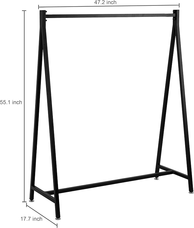 MyGift 47 Inch Black Metal A-Frame Clothing Rack Heavy Duty Wardrobe Stand | Industrial A-Frame Design, Commercial Grade Construction, Freestanding Storage, Retail Display, Bedroom Organization