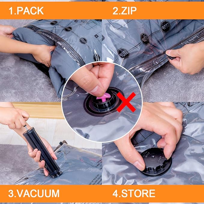 Vacuum Storage Bags, Space Saver Bags for Clothing,Blankets,Comforters, Pillows, Clothes,Travel,12 Combo