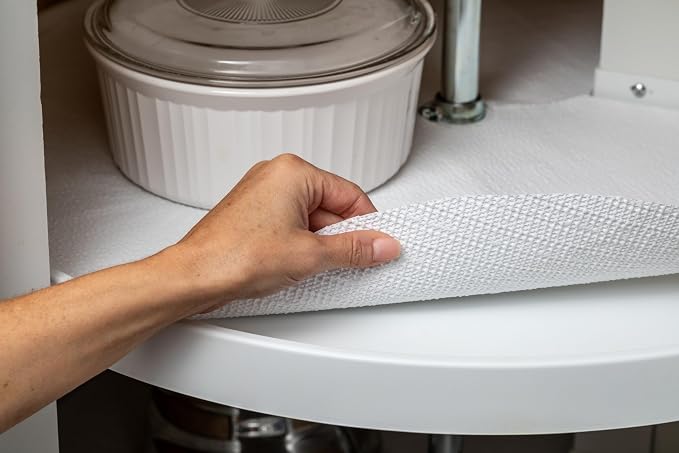 Smooth Top EasyLiner Lazy Susan Liner Kit – Easy-to-Install Circular Non-Slip Lazy Susan Shelf Liner, Kitchen Cupboards and Shelves, 30 in Diameter, White, 2-Pack