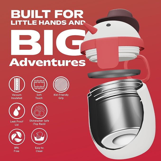 asobu Bestie Foodie Kids Insulated Food Jar – Cute Character Lunch Container for Children, BPA-Free Stainless Steel, Leakproof & Vacuum Sealed, Keeps Food Hot or Cold, Easy to Clean, 16oz