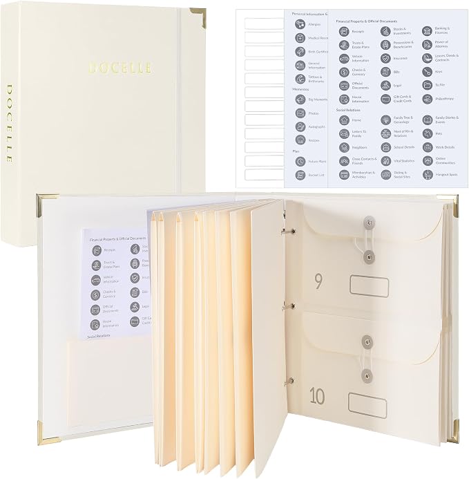 Important Document Organizer – Emergency File Folder Protect Your Family’s Legacy with 3-Ring and Label Pockets, Perfect for Home Office Filing and Gift Giving on Special Occasions