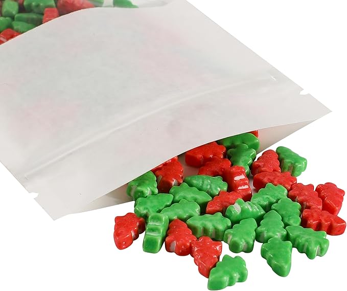 100PCS Resealable Kraft Paper Packaging Bags with Clear Window, Food Grade Heat Sealed Zipper Pouches for Coffee, Tea, Nuts, Snacks, Cookies (White, 13 * 18CM/5.0"*7.1"-100PCS)