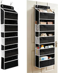 Over the Door Organizer, Door Storage Organizer with Large Capacity Pockets, Hanging Shelves for Bedroom, Closet, Dorm, Pantry (Black, 5-Tier)