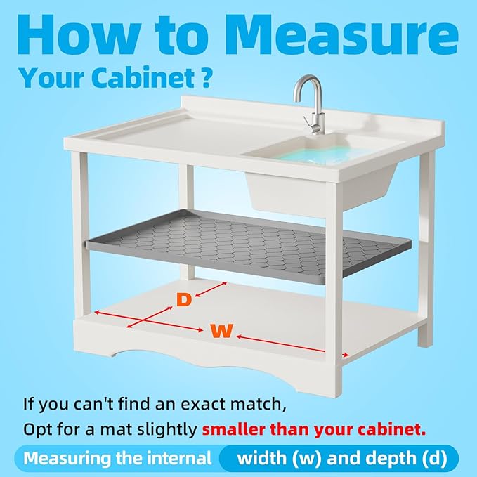 Winisok Silicone Under Sink Mat 40" x 19", Kitchen Essentials and Gadgets, Shelf Liner and Cabinet Protector, Home Organizers and Storage, Waterproof Bathroom Tray